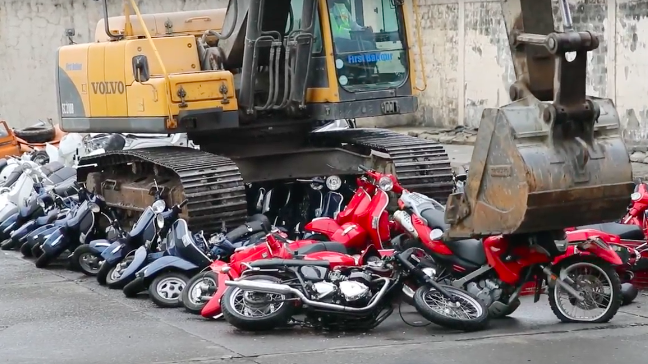Half a million pounds worth of smuggled bikes destroyed in the Philippines